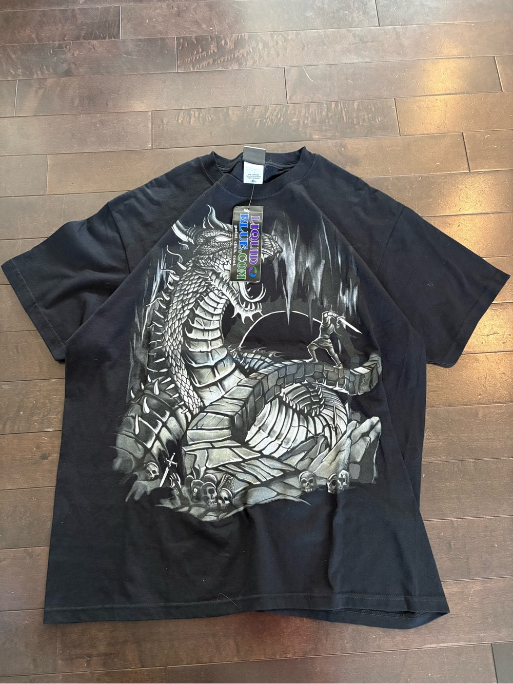 NWT liquid blue Y2K dragon tee